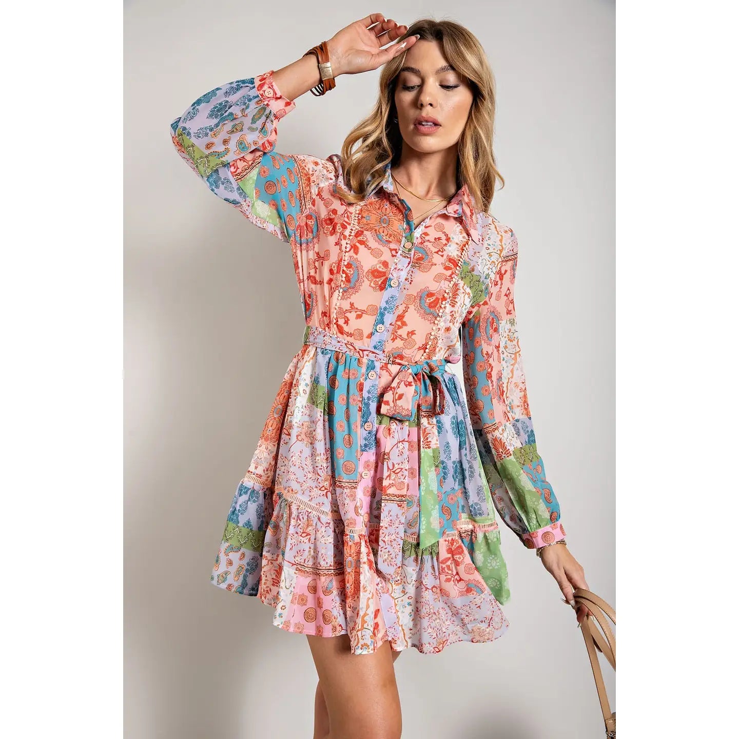 Patchwork Print Dress
