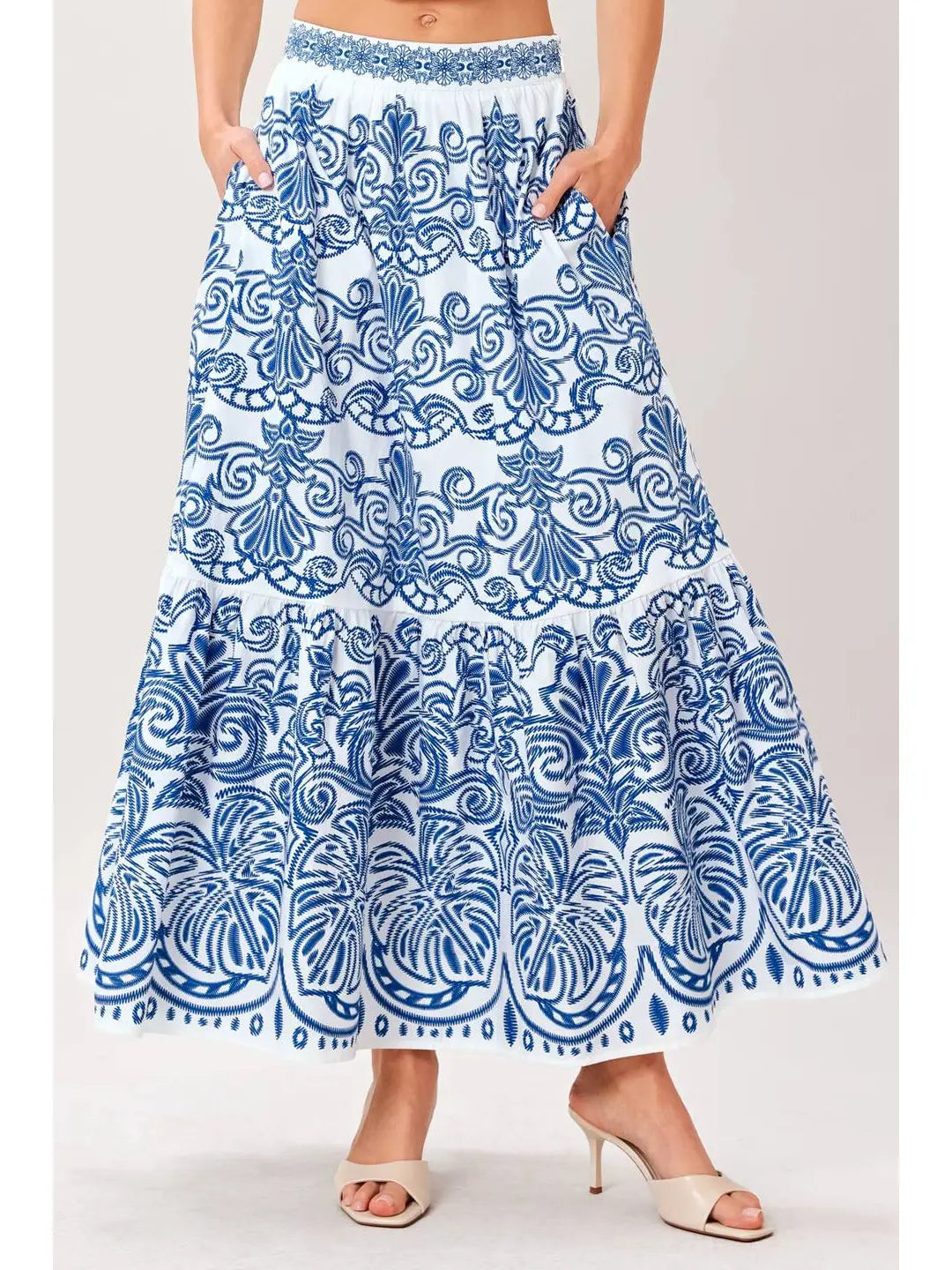 Printed Full Midi Skirt