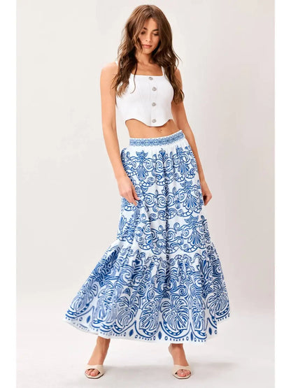 Printed Full Midi Skirt