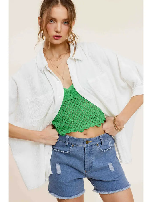 Gauze Button Down Top ~SALE $25.60~