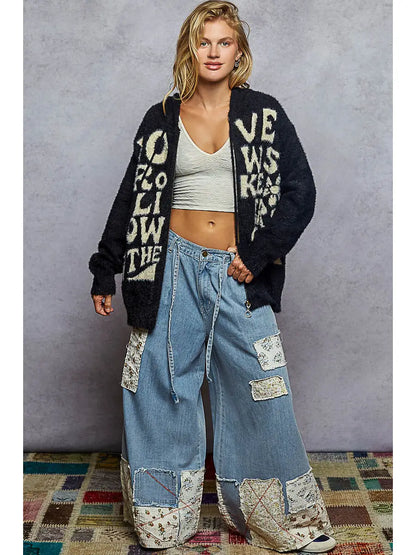 Graphic Sweater Jacket