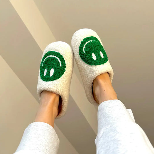 Green Smiley Slippers