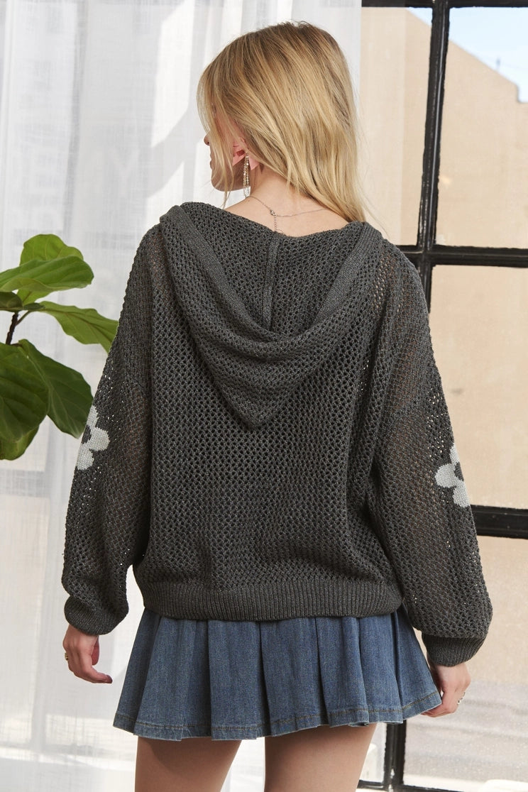 Open Knit Flower Sweater