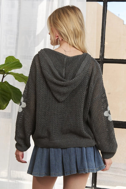 Open Knit Flower Sweater