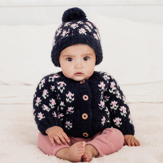 Bitty Blooms Indigo Cardigan