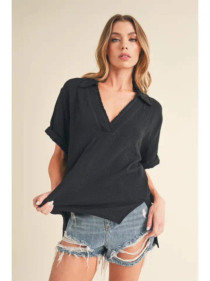 Jamy Collared Top ~SALE $19.20~