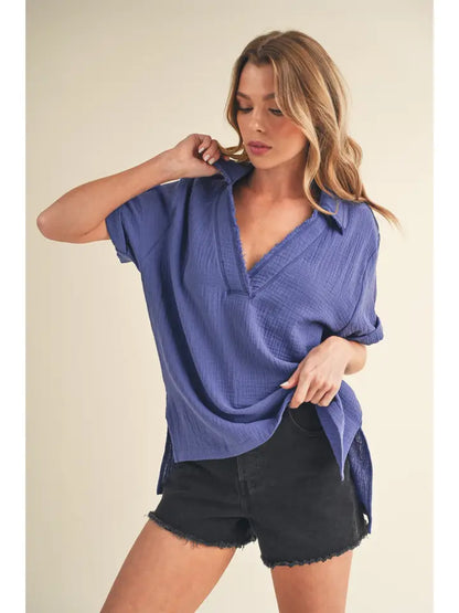 Jamy Collared Top ~SALE $19.20~