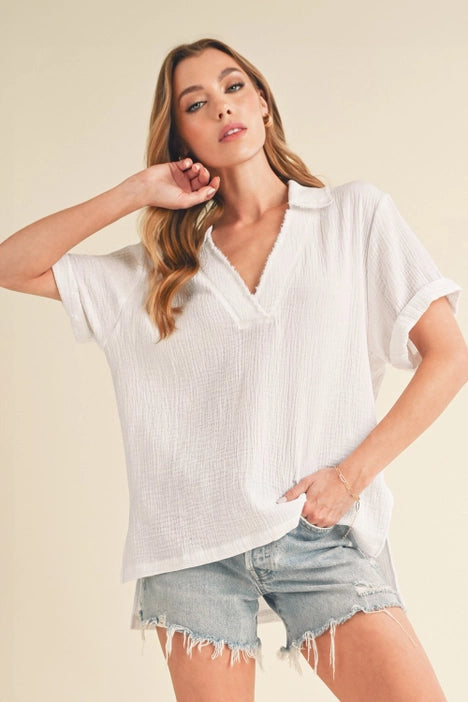 Jamy Collared Top ~SALE $19.20~