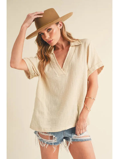 Jamy Collared Top ~SALE $19.20~