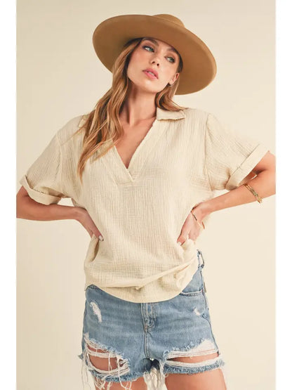 Jamy Collared Top ~SALE $19.20~