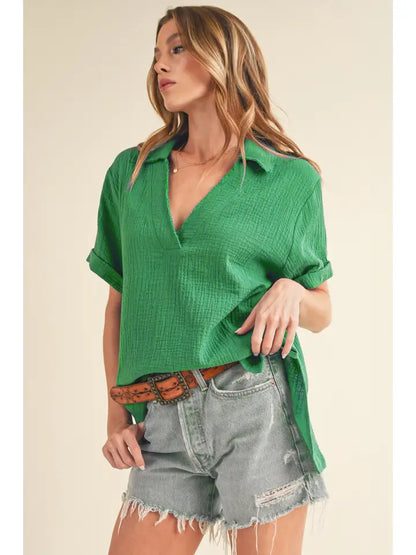 Jamy Collared Top ~SALE $19.20~