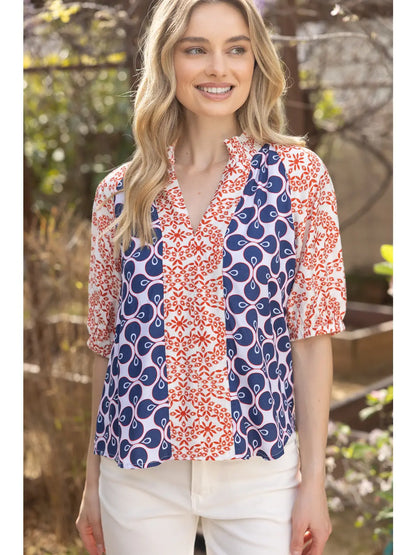 Kori Mixed Print Top