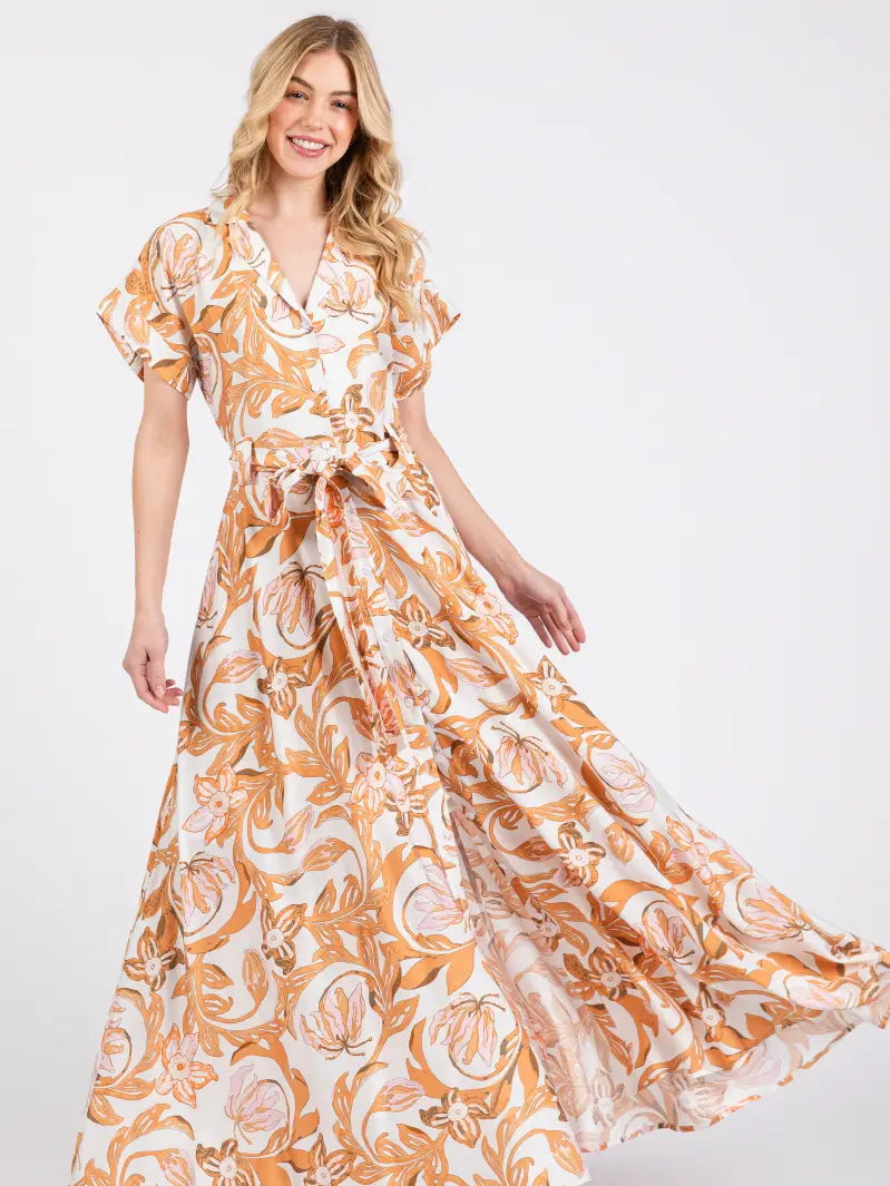 Printed Button-Down Maxi Dress (More Colors)
