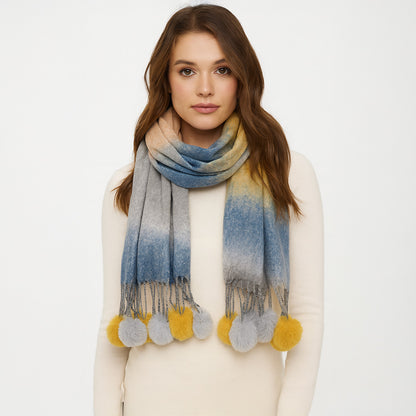Colorblock Pom-pom Scarf (More Colors)