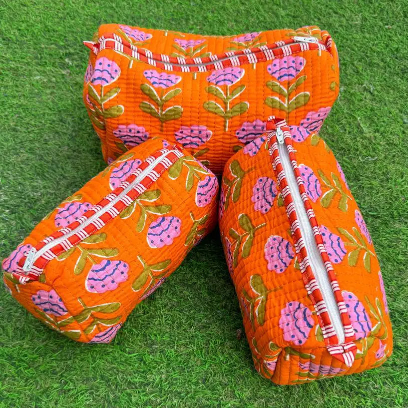 Quilted Cosmetic Bag Set