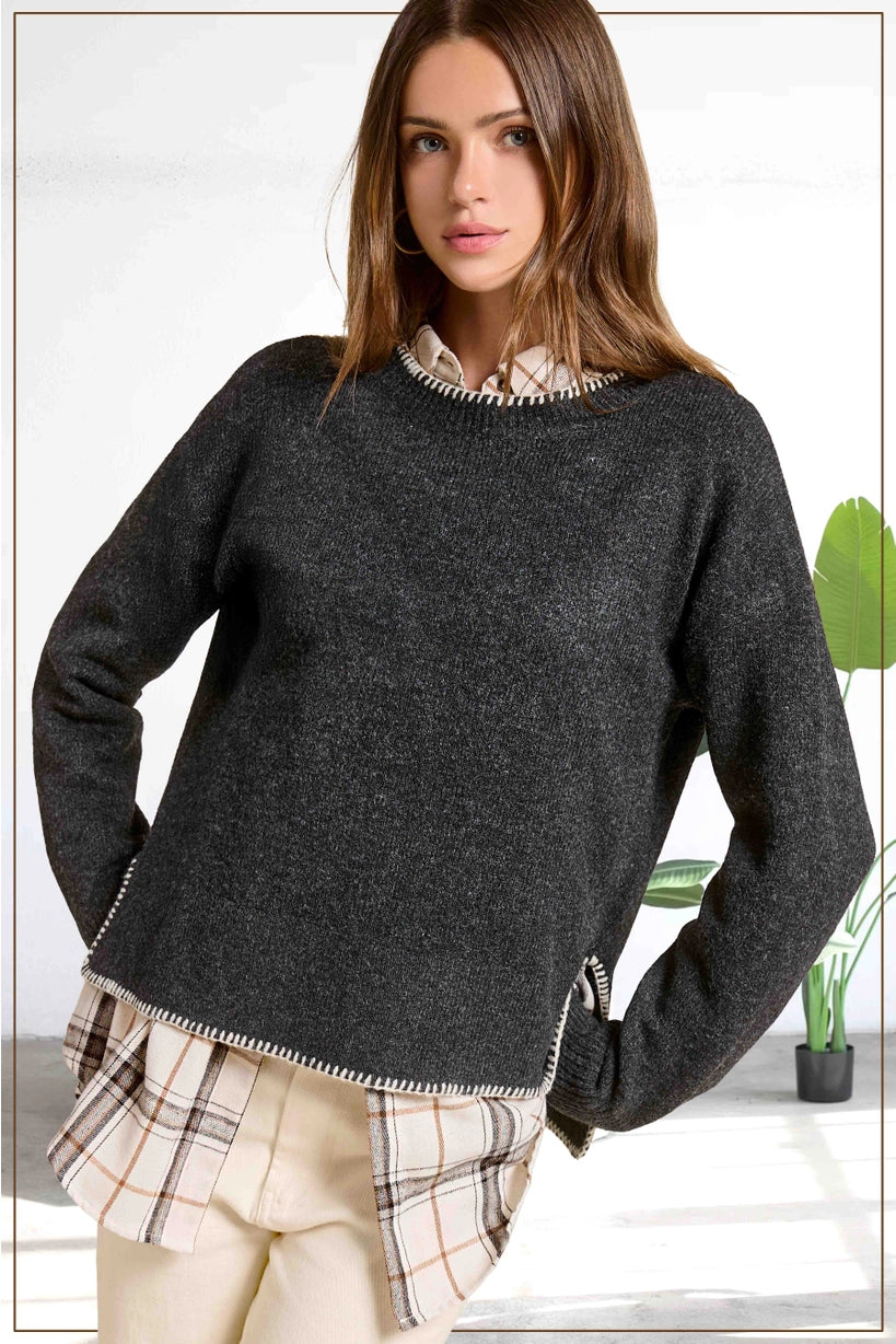 Blanket Stitch Sweater (More Colors)