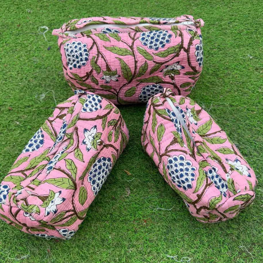 Quilted Cosmetic Bag Set