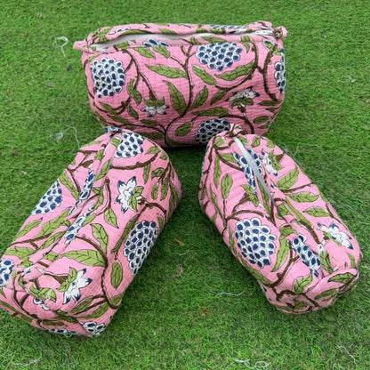 Quilted Cosmetic Bag Set
