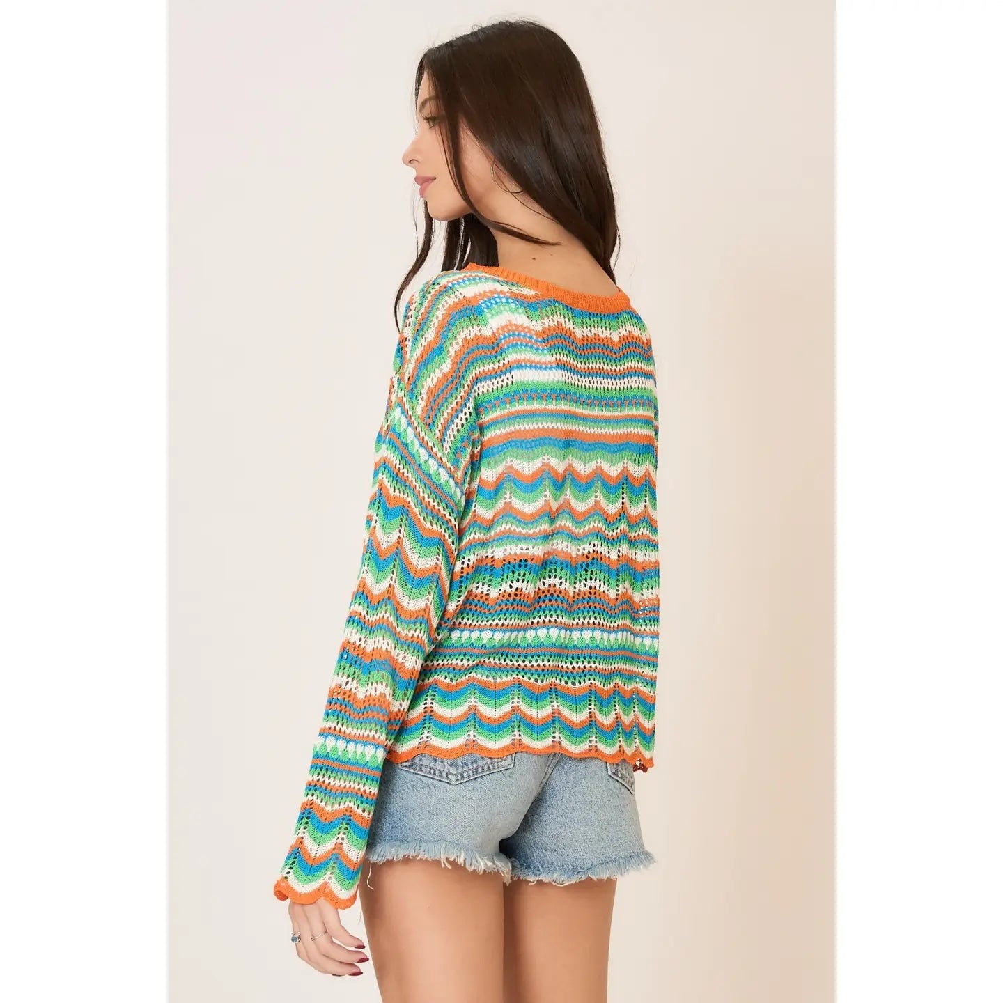 Color block Pointelle Sweater