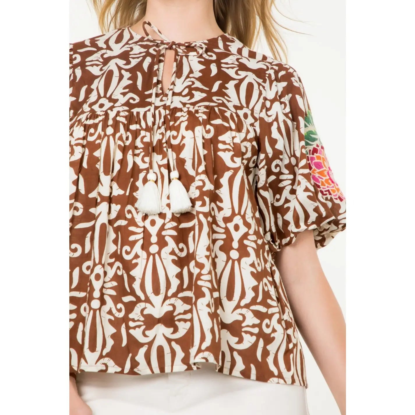 Penny Print Tassel Top