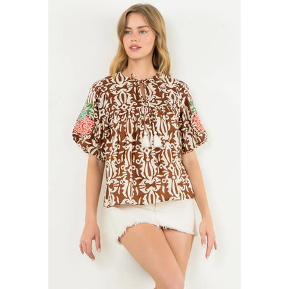 Penny Print Tassel Top
