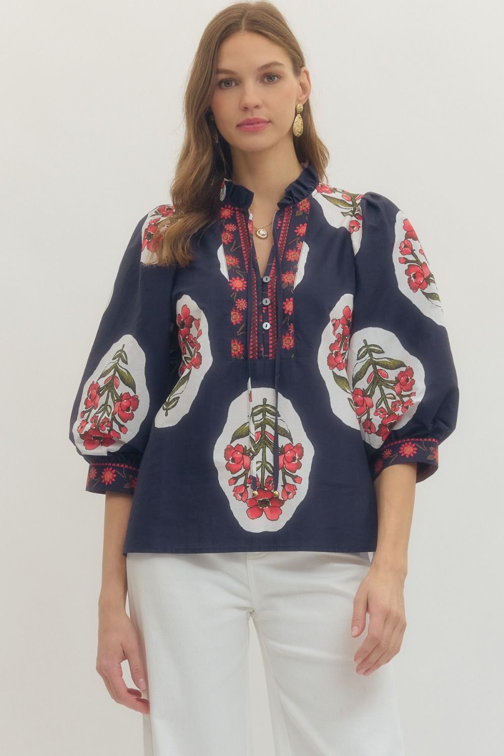 Lara Embroidered Trim Top