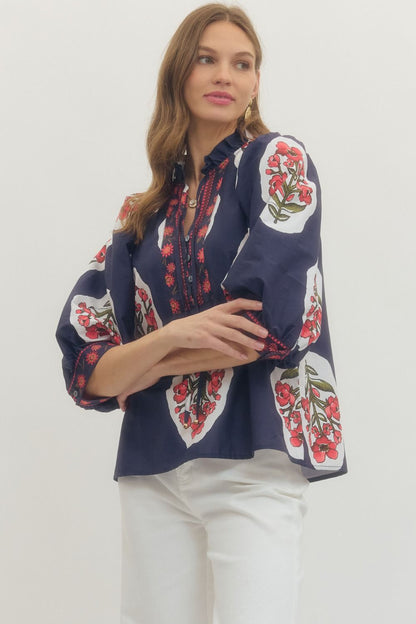 Lara Embroidered Trim Top