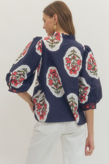 Lara Embroidered Trim Top