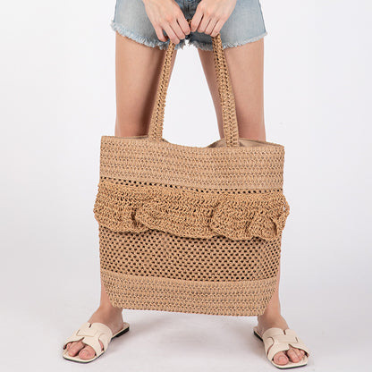 Ruffle Crochet Tote Bag