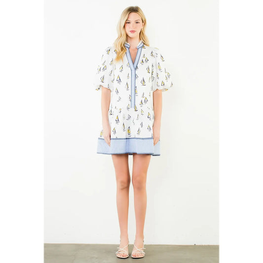 Sailboat Pattern Dress