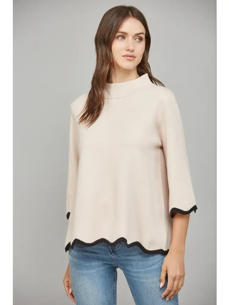 Scalloped Hem Sweater