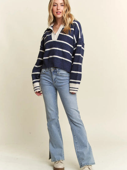 Striped Polo Sweater (More Colors)