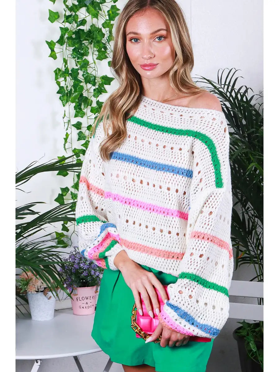 Crochet Striped Sweater