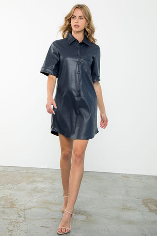 Button Leather Dress