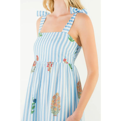 Megan Striped Floral Midi Dress