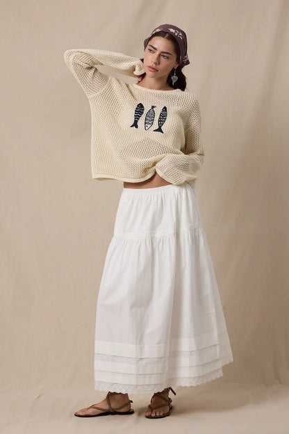 Fish Trio Open-Knit Sweater **RESTOCKING BEGINNING OF JULY**