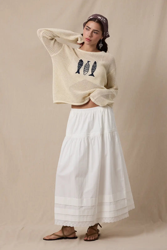 Fish Trio Open-Knit Sweater **RESTOCKING BEGINNING OF JULY**