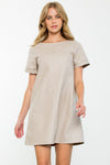 Short Sleeve Leather Dress