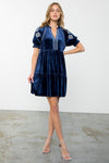 Embroidered Velvet Dress