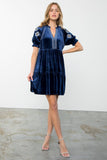 Embroidered Velvet Dress