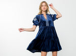Embroidered Velvet Dress