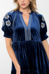 Embroidered Velvet Dress