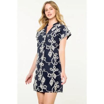 Navy Embroidered Dress