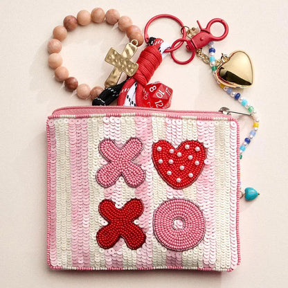 XOXO Beaded Pouch