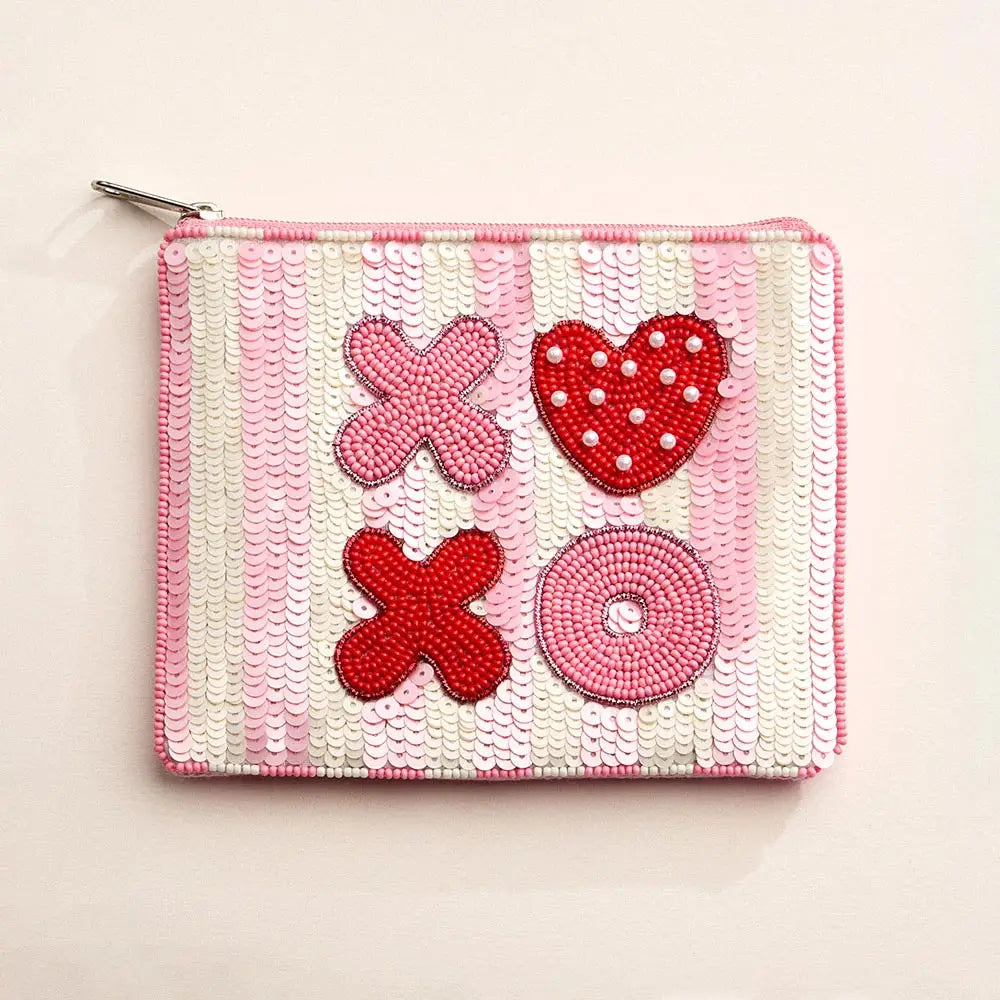 XOXO Beaded Pouch