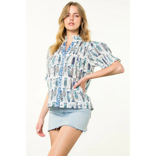 Fish Print Top