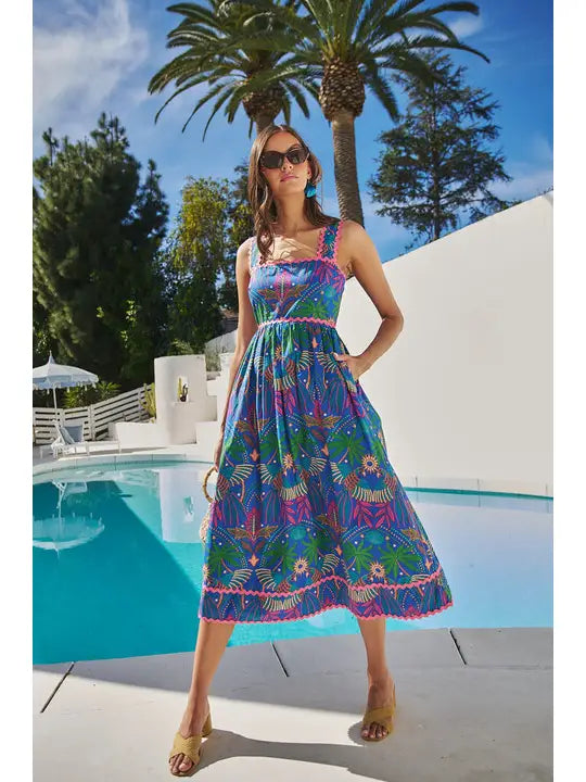 Yori Tropical Midi Dress