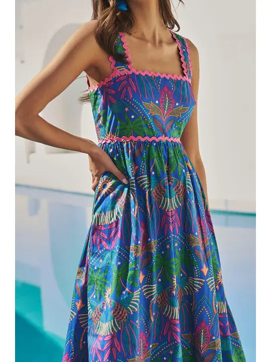 Yori Tropical Midi Dress