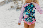L.S. Navy Floral Swimsuit